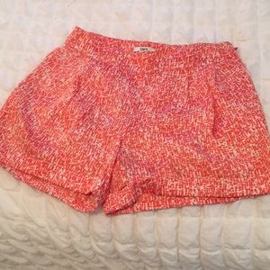 Orange print satin shorts